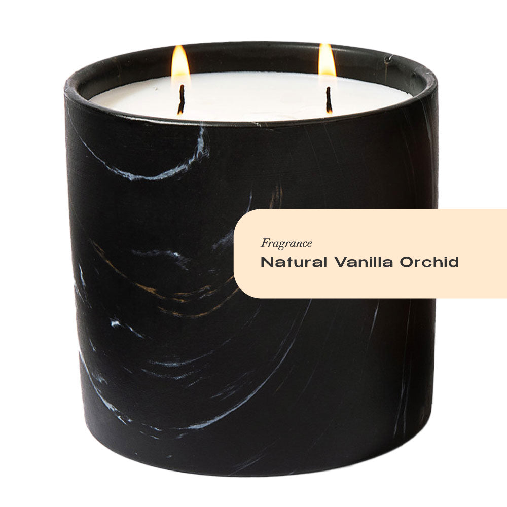 Natural Vanilla Orchid Black Marquina Candle 17oz - Chic Brico