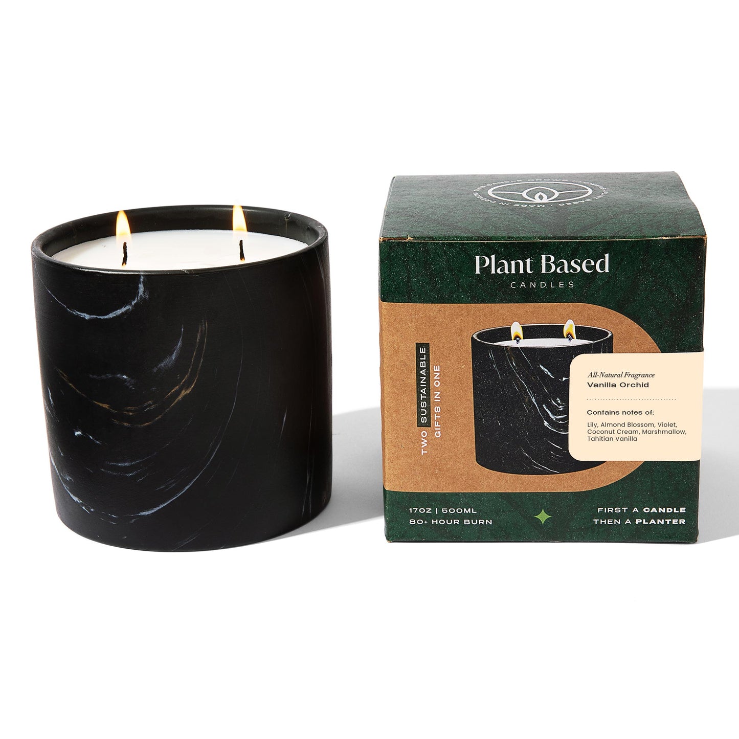Natural Vanilla Orchid Black Marquina Candle 17oz - Chic Brico