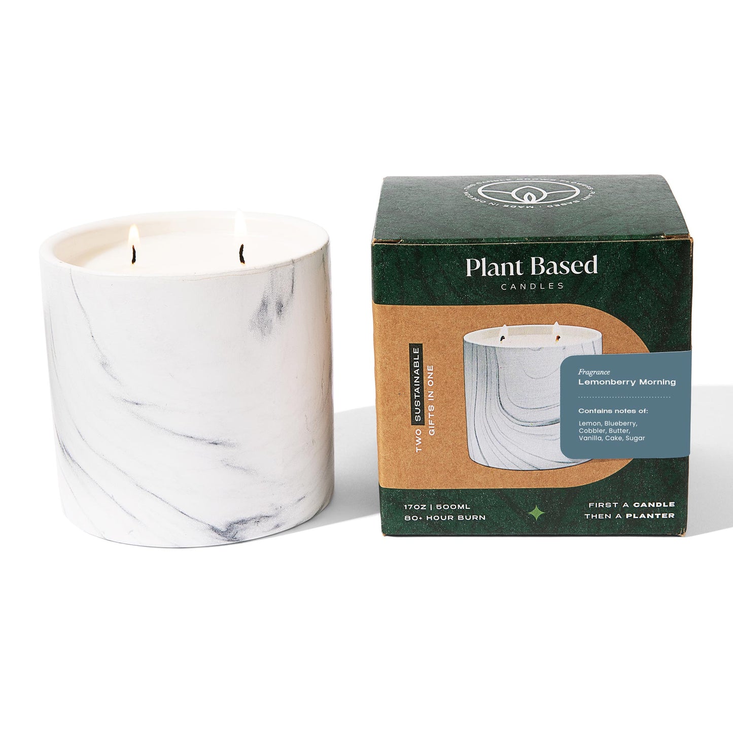 Lemonberry Morning White Marble Candle 17oz - Chic Brico