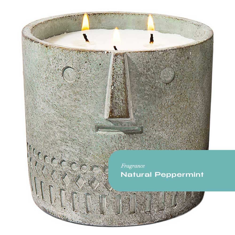 Natural Peppermint Stone Face Candle 27oz - Chic Brico