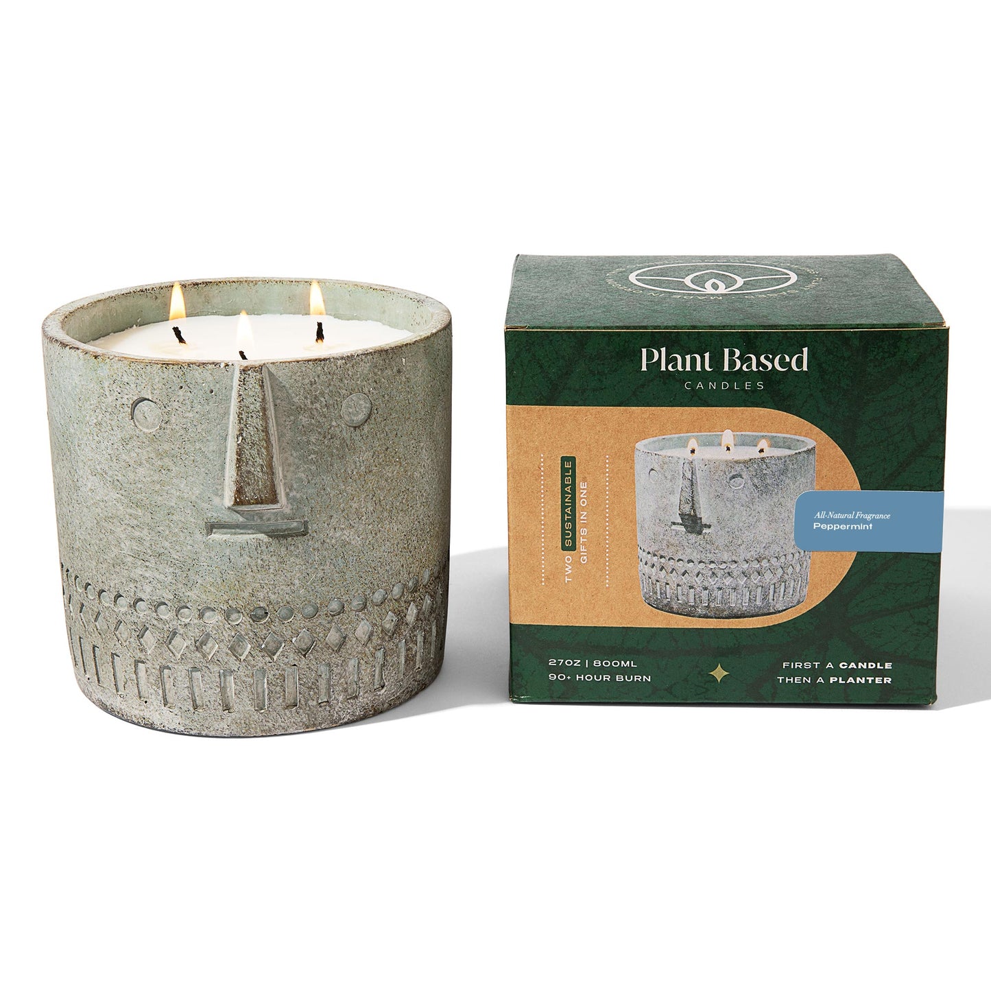 Natural Peppermint Stone Face Candle 27oz - Chic Brico