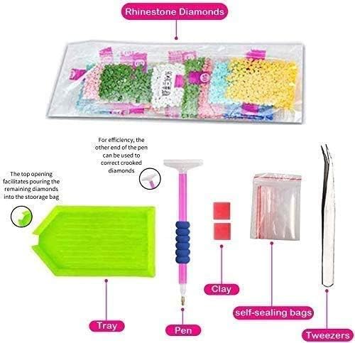 Beautiful Pink Tiger & Flowers Diamond Painting Kit for Kids & Adults, 5D Full Drill Round - Chic Brico