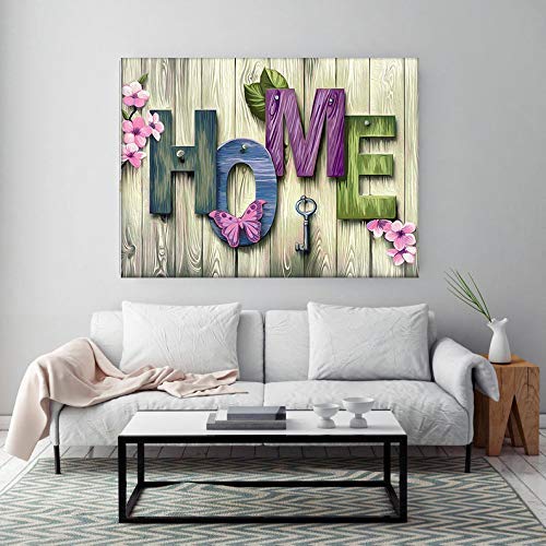 "Home" Theme Diamond Painting Kit, Rustic Wood with Vivid Colors, 5D Full Drill Round - Chic Brico
