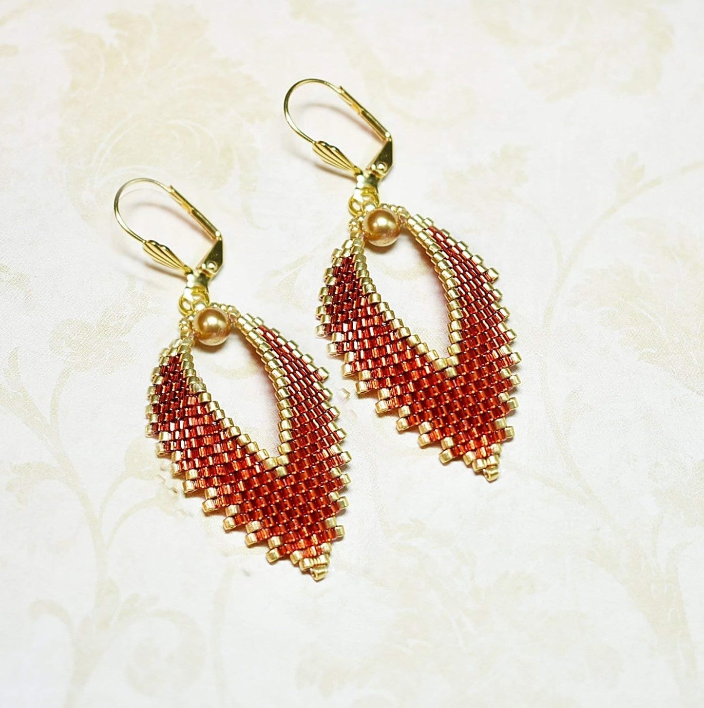 Russian Leaf Beaded Earrings - The Jewel Tones (10 colors) - Chic Brico