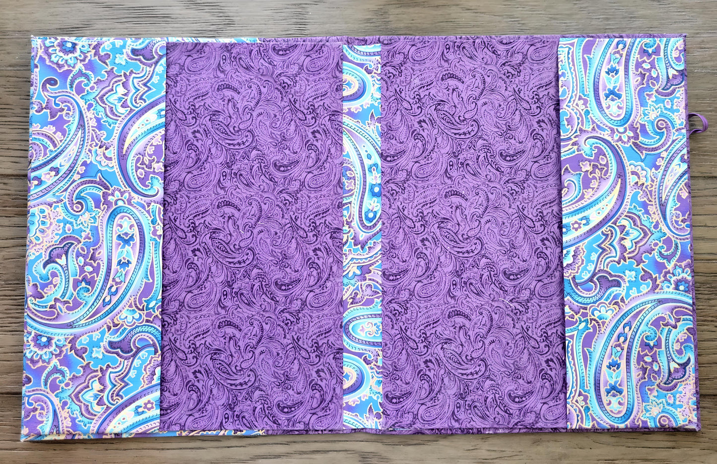 Fabric Covered Hardcover Notebook Composition Book Cover - Purple, Blue and Gold Paisley