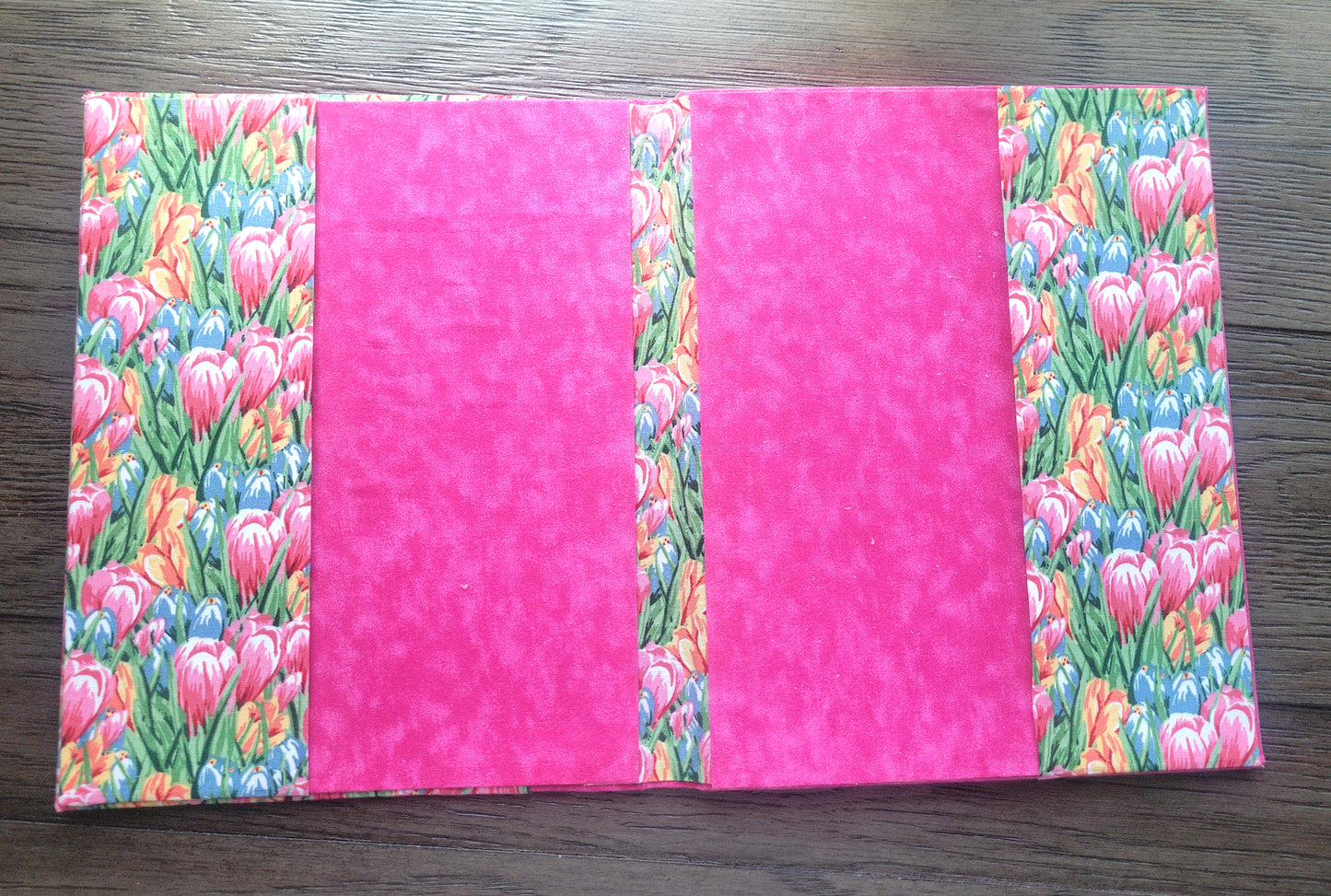 Fabric Covered Hardcover Notebook Composition Book Cover - Rainbow Tulip FIeld - Chic Brico