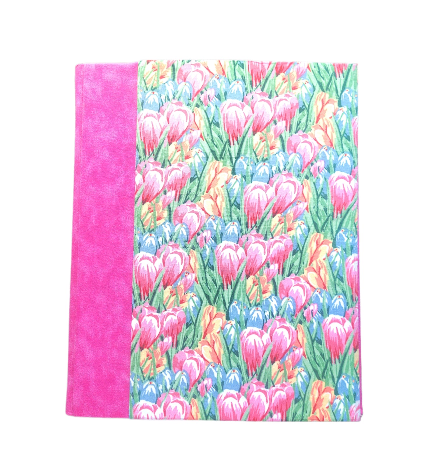 Fabric Covered Hardcover Notebook Composition Book Cover - Rainbow Tulip FIeld - Chic Brico
