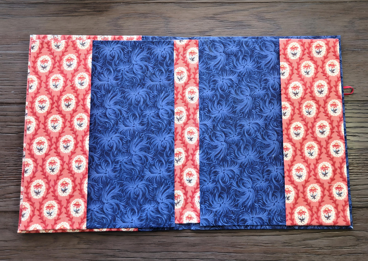 Fabric Covered Hardcover Notebook Composition Book Cover - Blue Swirls & Flowers