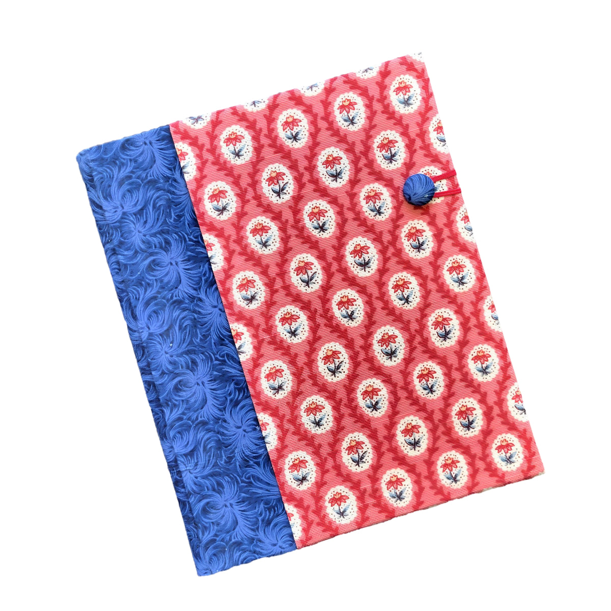 Fabric Covered Hardcover Notebook Composition Book Cover - Blue Swirls & Flowers