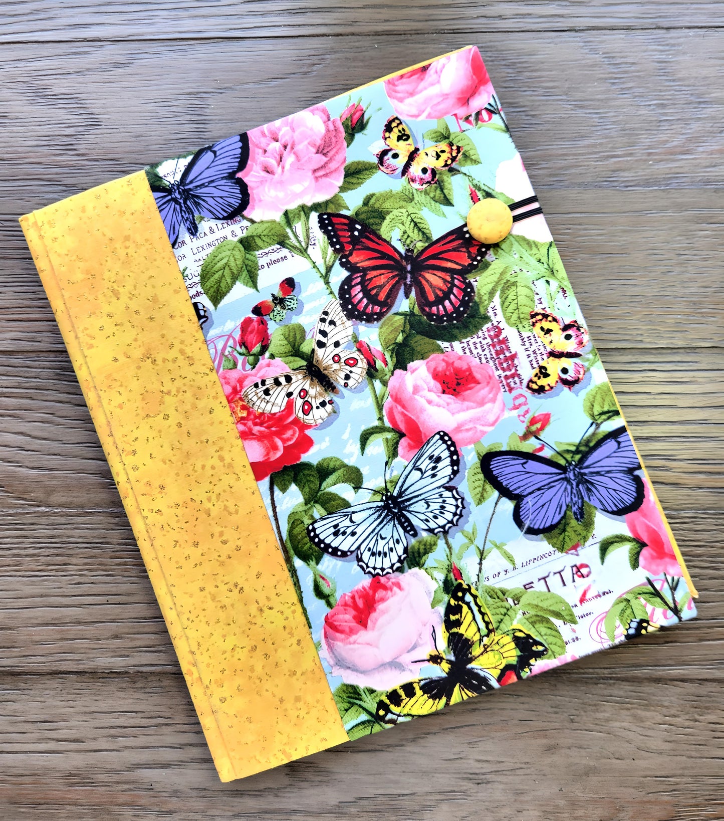 Fabric Covered Hardcover Notebook Composition Book Cover - Butterflies and Flowers