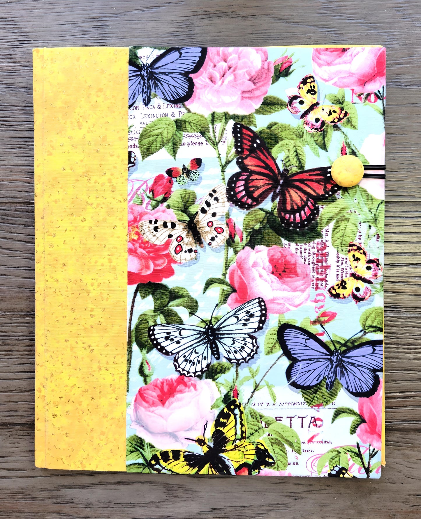 Fabric Covered Hardcover Notebook Composition Book Cover - Butterflies and Flowers