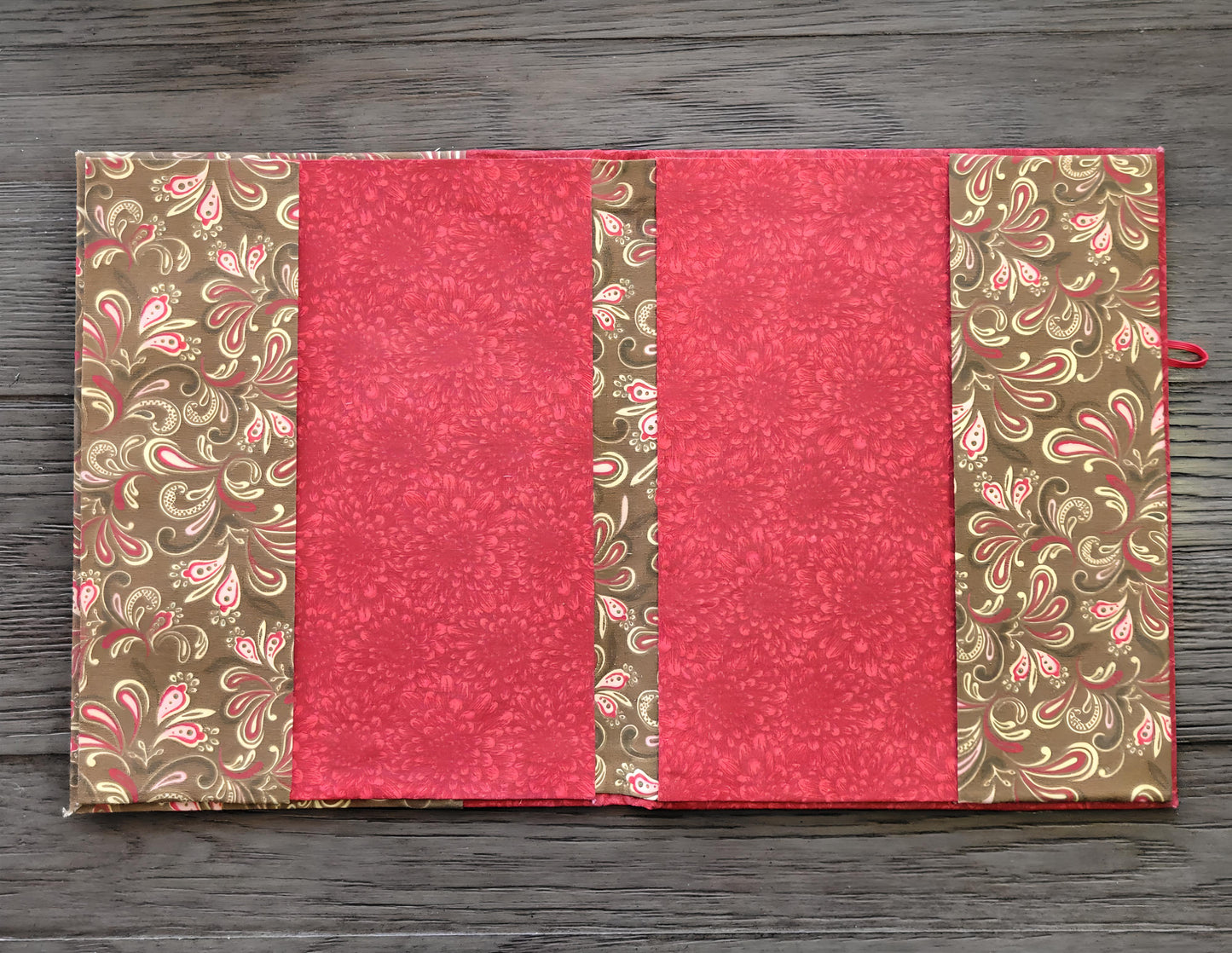Fabric Covered Hardcover Notebook Composition Book Cover - Red & Brown Paisley