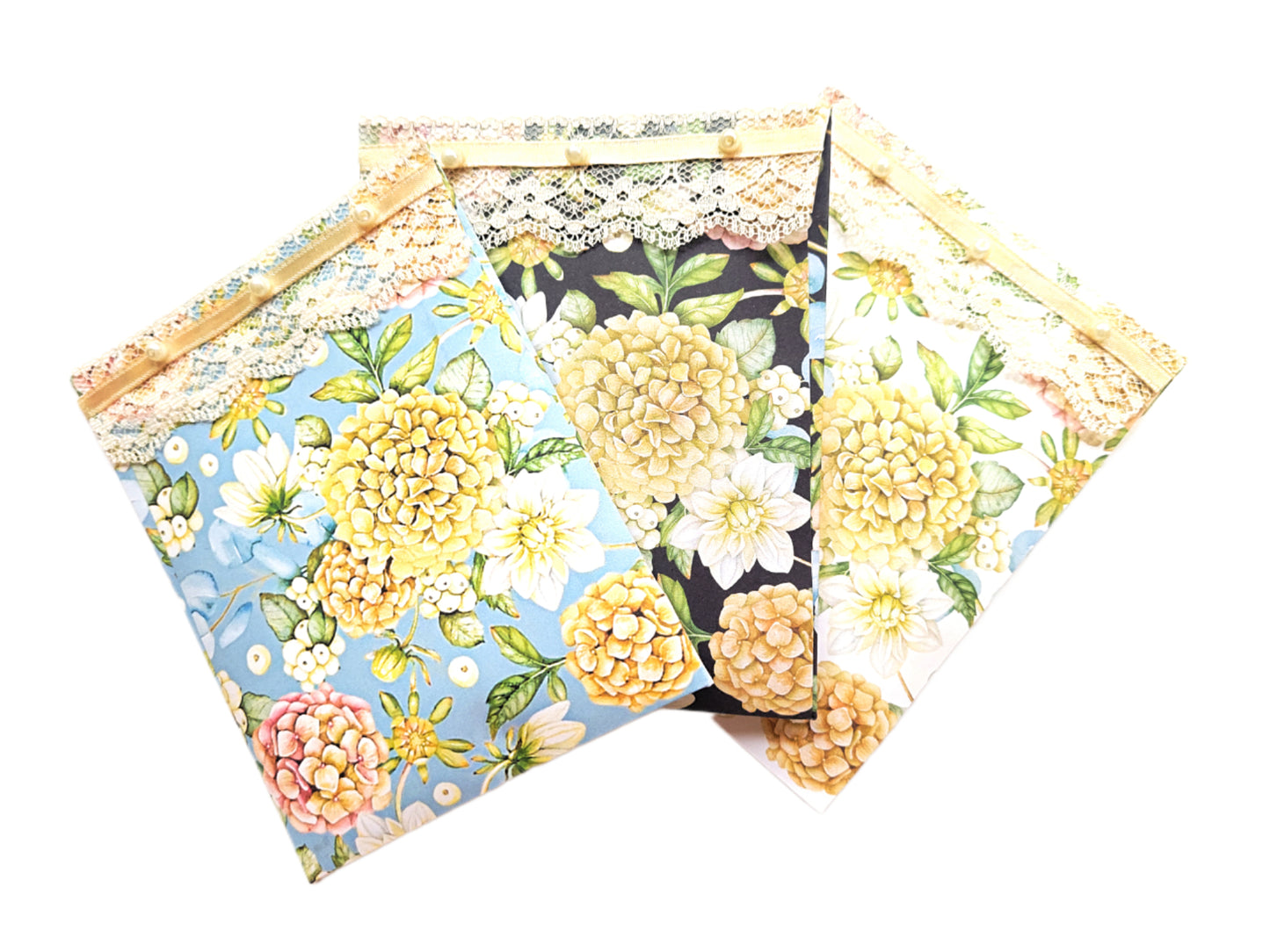 Pearls & Lace Chamomile Scented Drawer, Closet & Car Sachets, Large Size 4" x 5", 3-Pack - Chic Brico