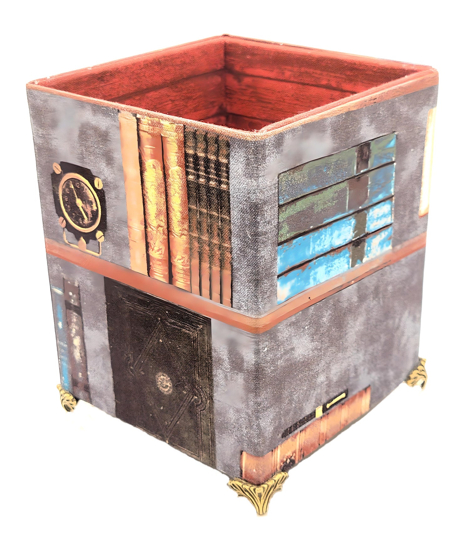 Fabric-Covered Pen Pencil Cosmetics Brushes Holder, Desktop Organizer, Vintage Victorian Library - Chic Brico