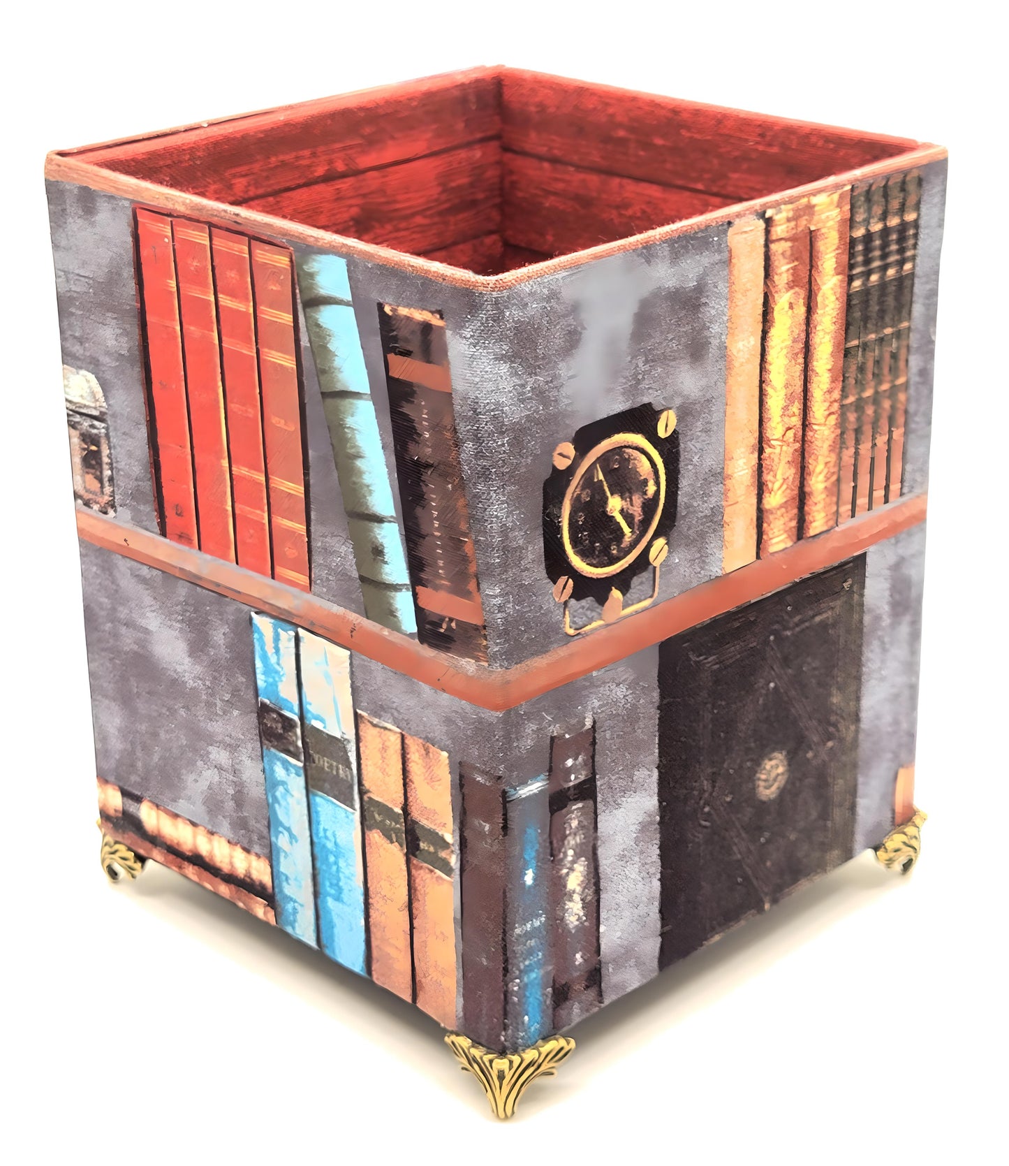 Fabric-Covered Pen Pencil Cosmetics Brushes Holder, Desktop Organizer, Vintage Victorian Library - Chic Brico