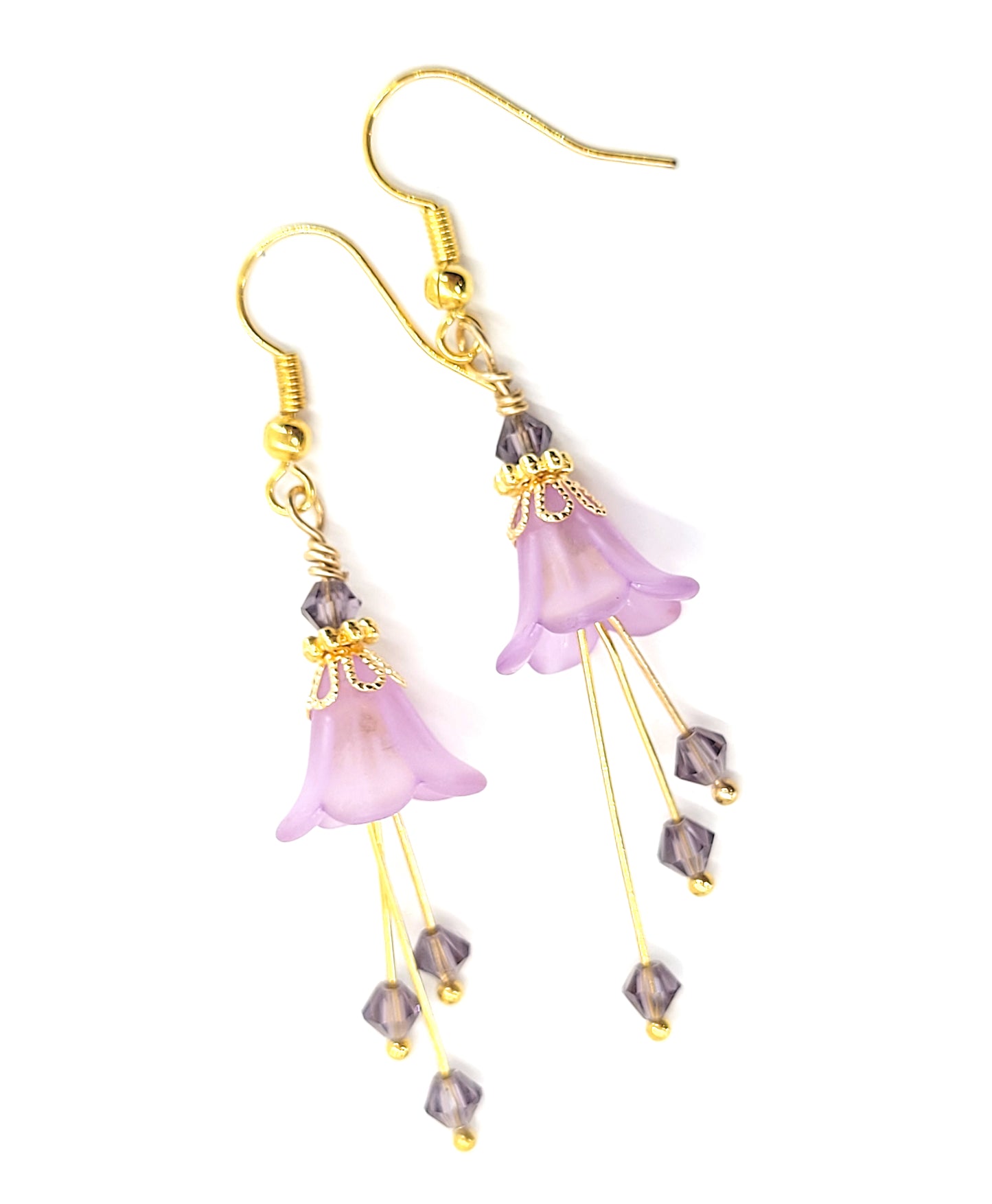 Lilac Purple Bell Flower Earrings - Chic Brico