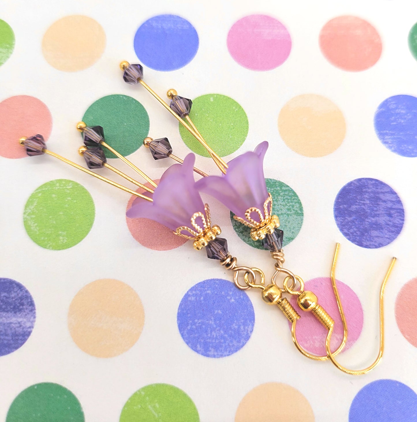 Lilac Purple Bell Flower Earrings - Chic Brico