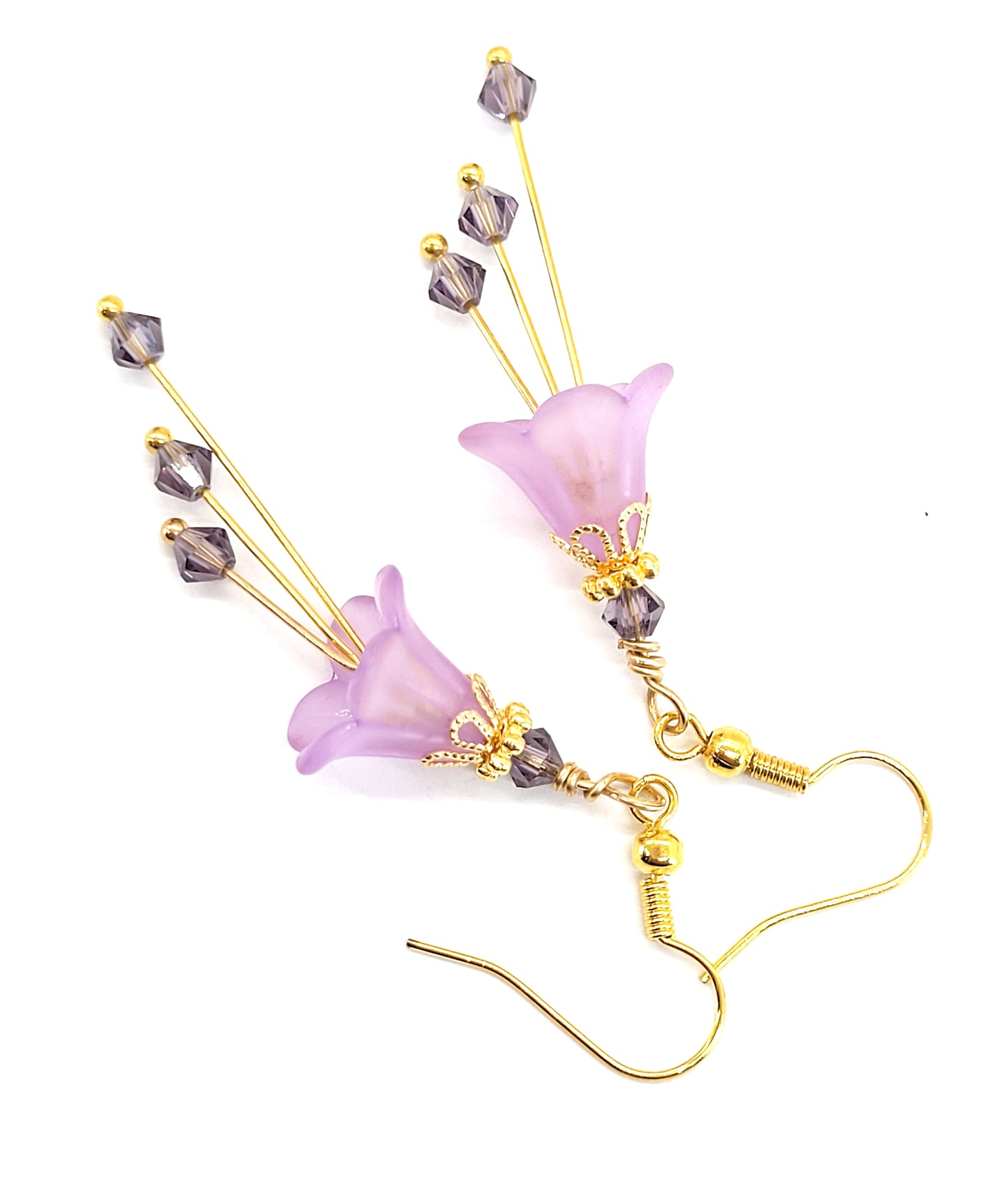 Lilac Purple Bell Flower Earrings - Chic Brico