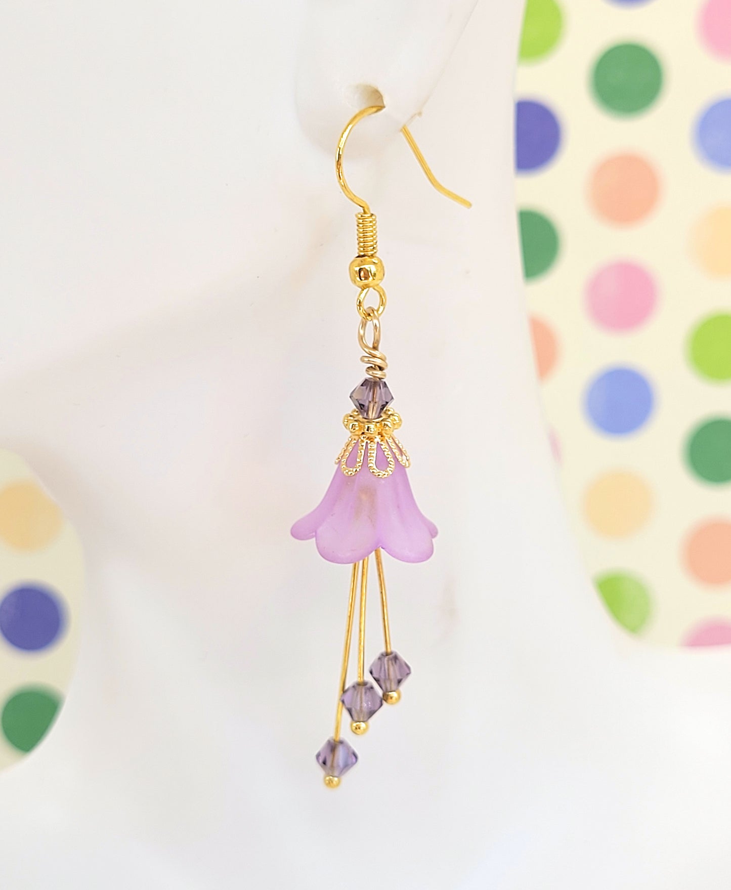 Lilac Purple Bell Flower Earrings - Chic Brico