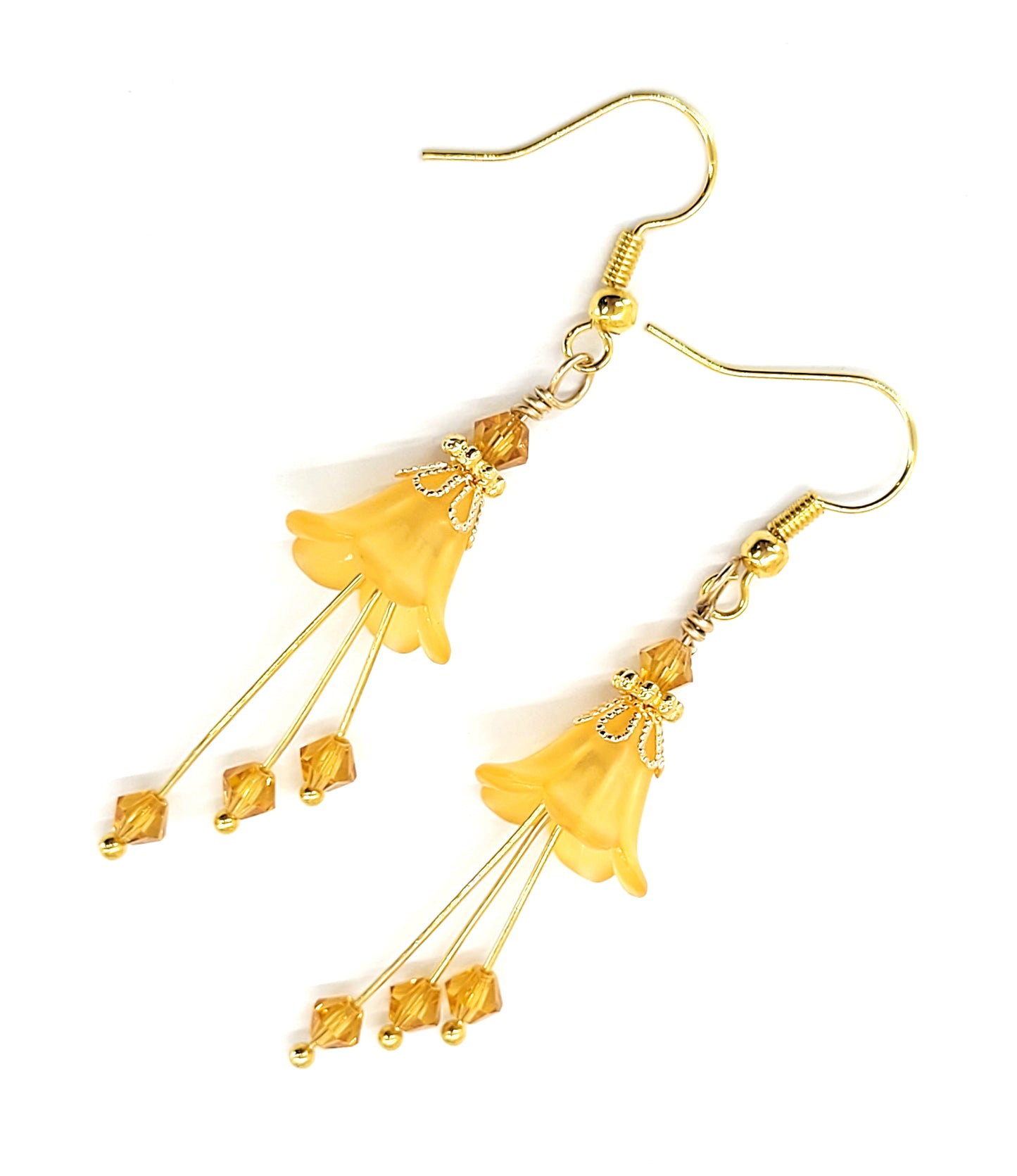 Bell Flower Earrings - Orange and Gold - Chic Brico