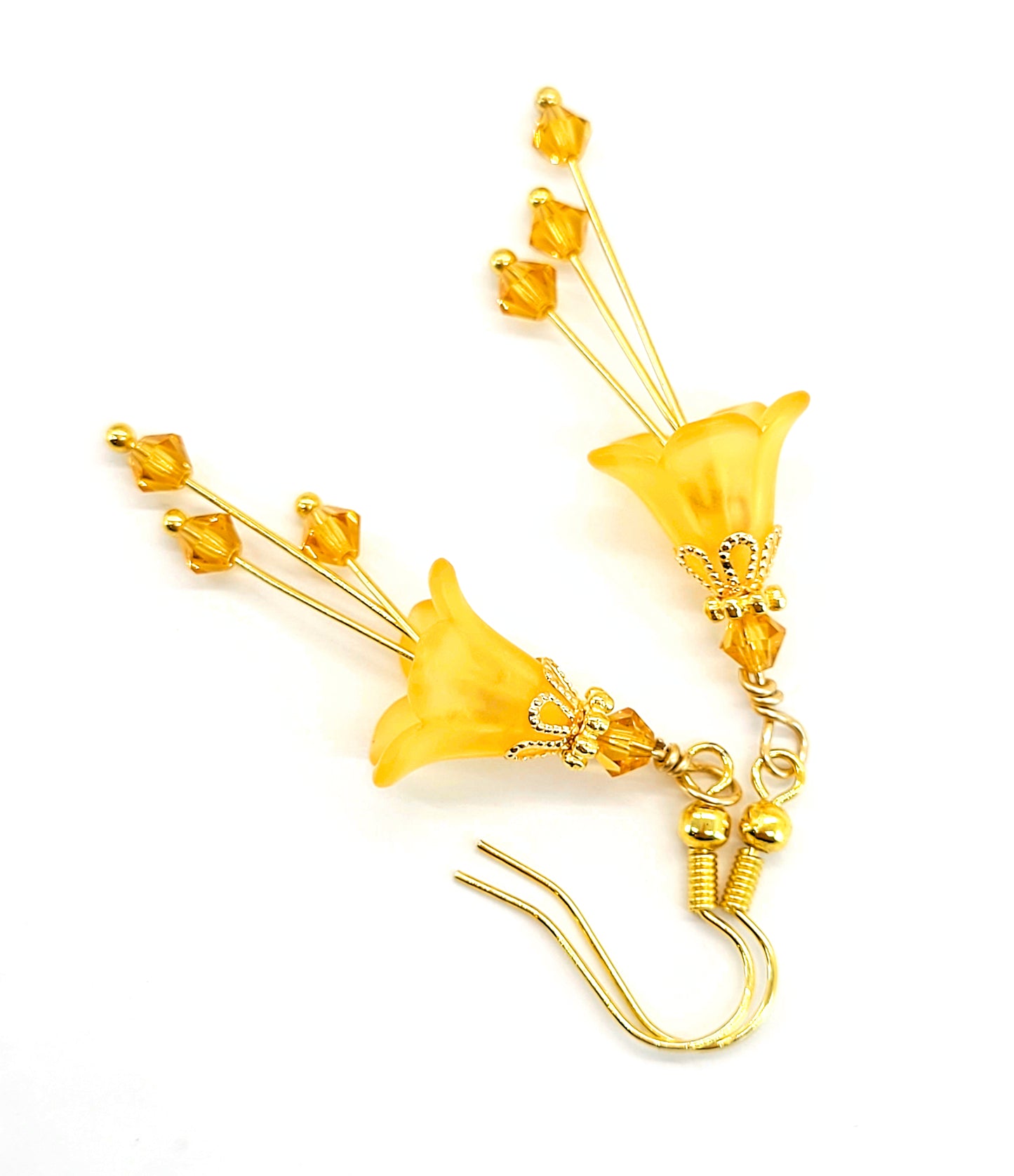 Bell Flower Earrings - Orange and Gold - Chic Brico
