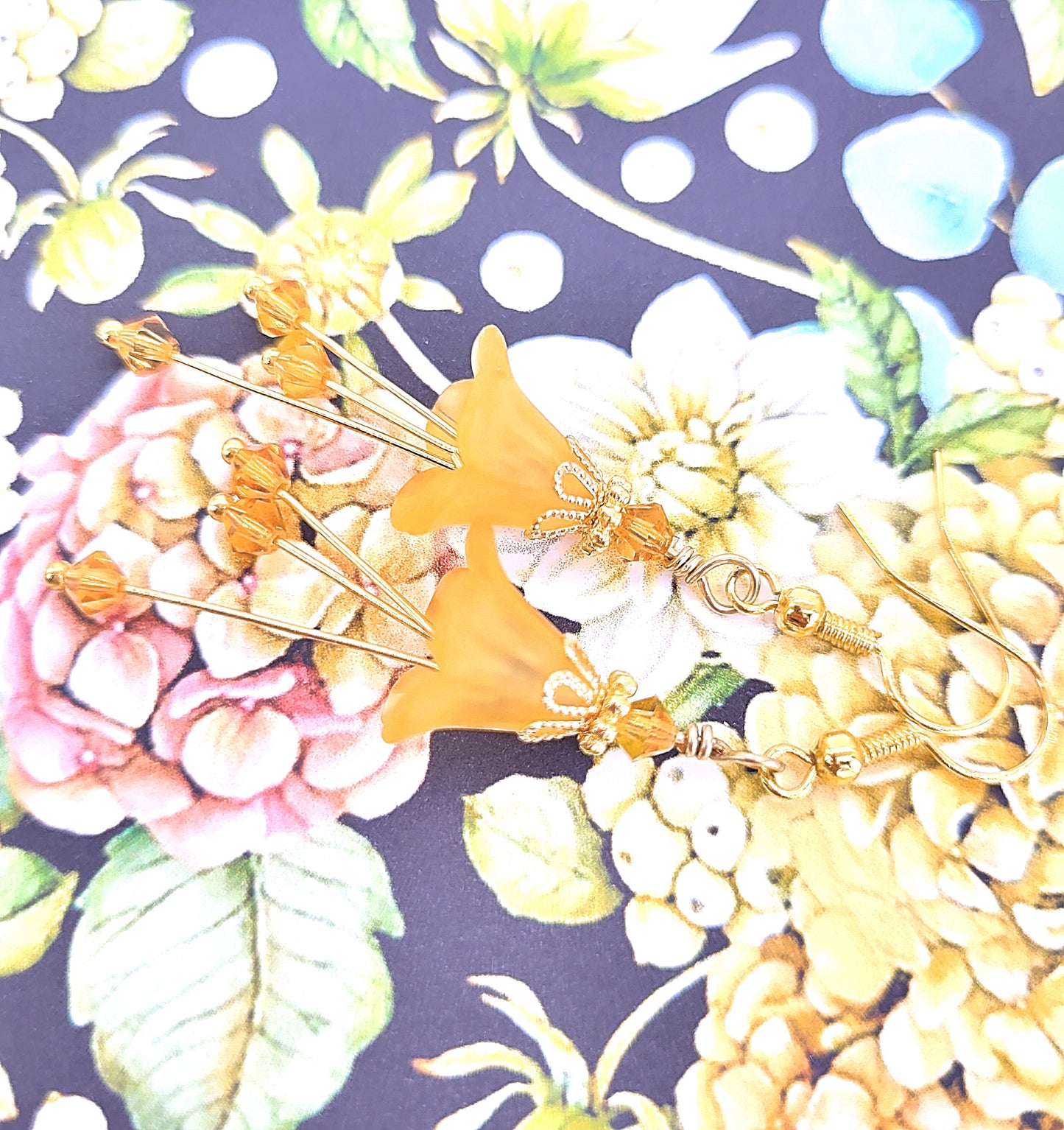 Bell Flower Earrings - Orange and Gold - Chic Brico
