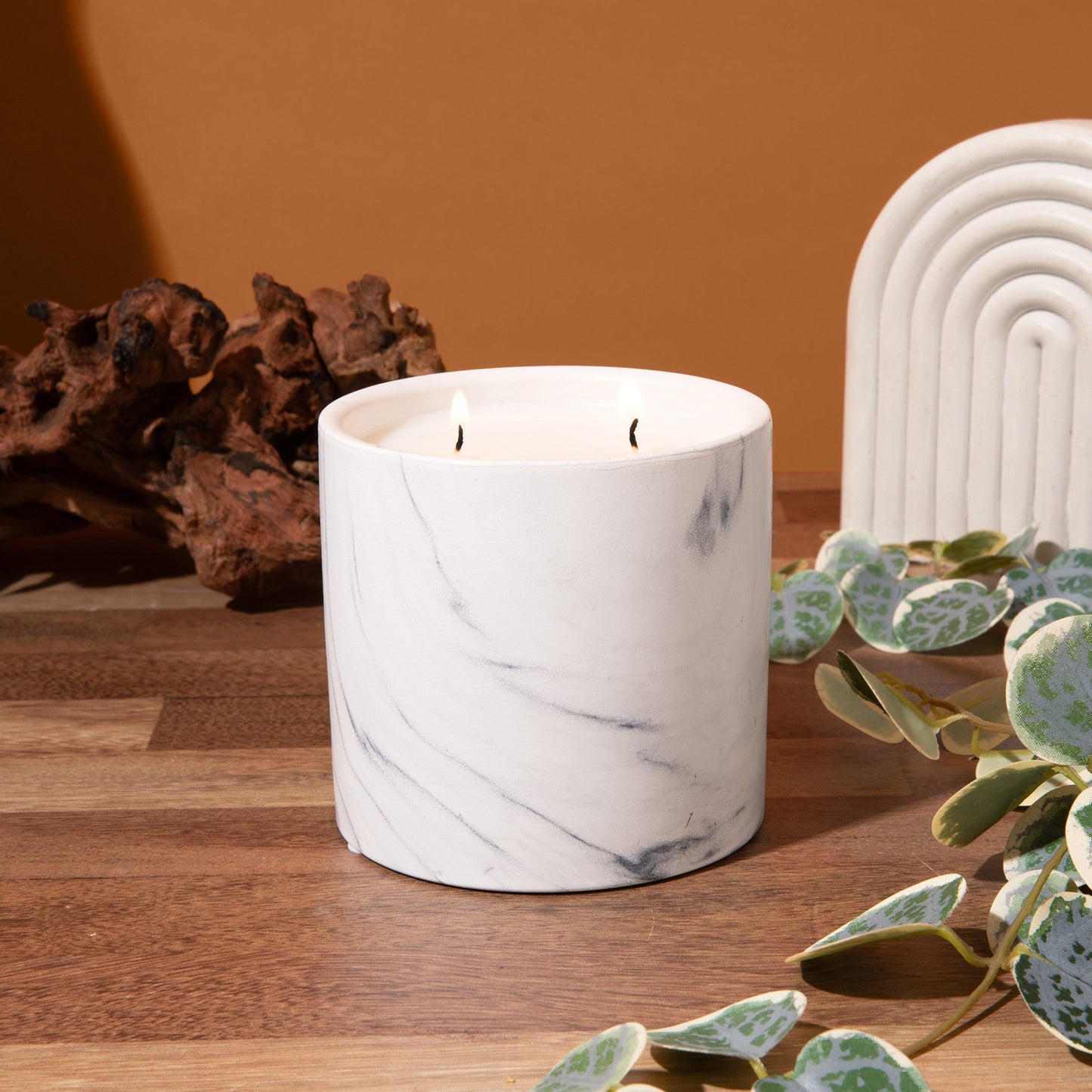 Lemonberry Morning White Marble Candle 17oz - Chic Brico