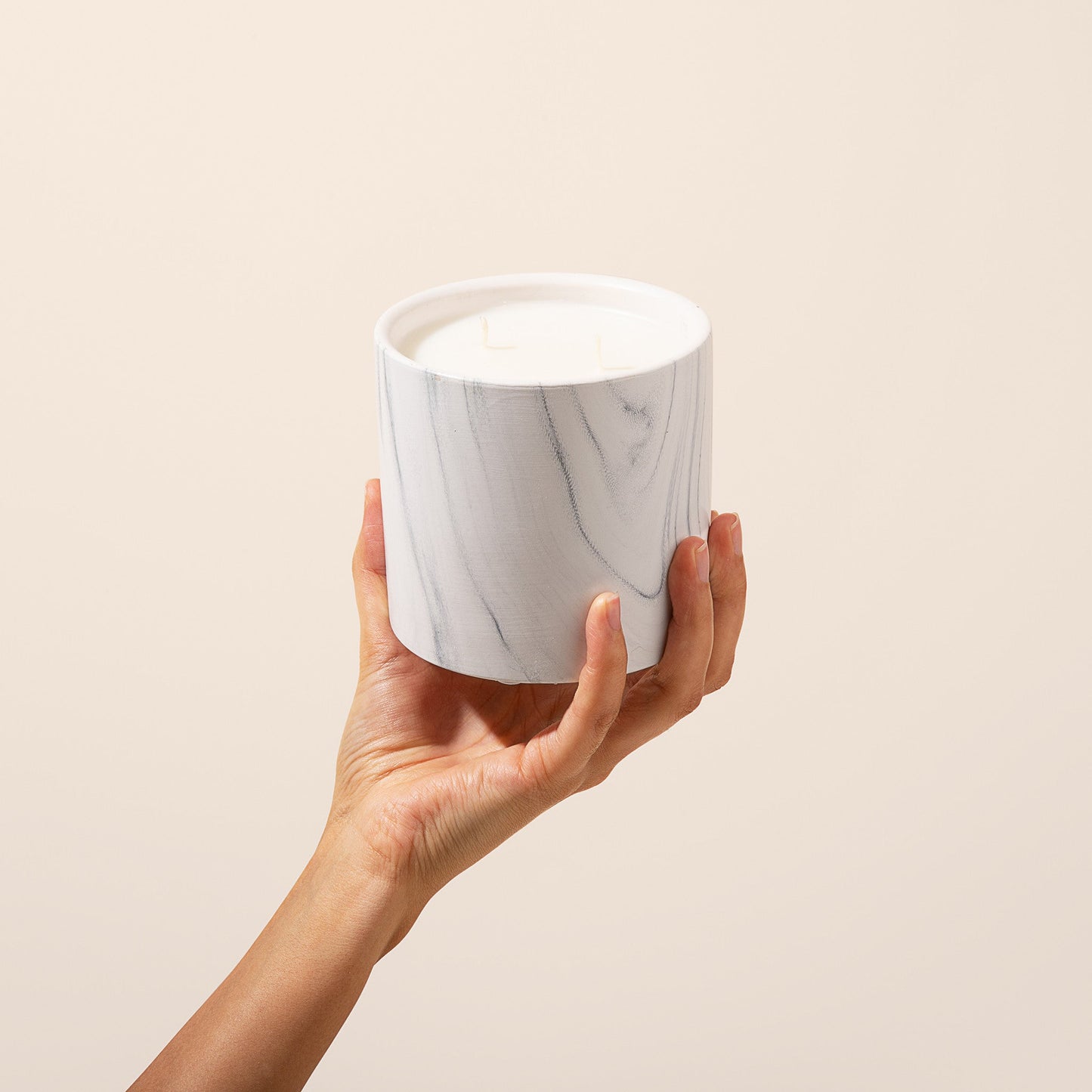 Lemonberry Morning White Marble Candle 17oz - Chic Brico