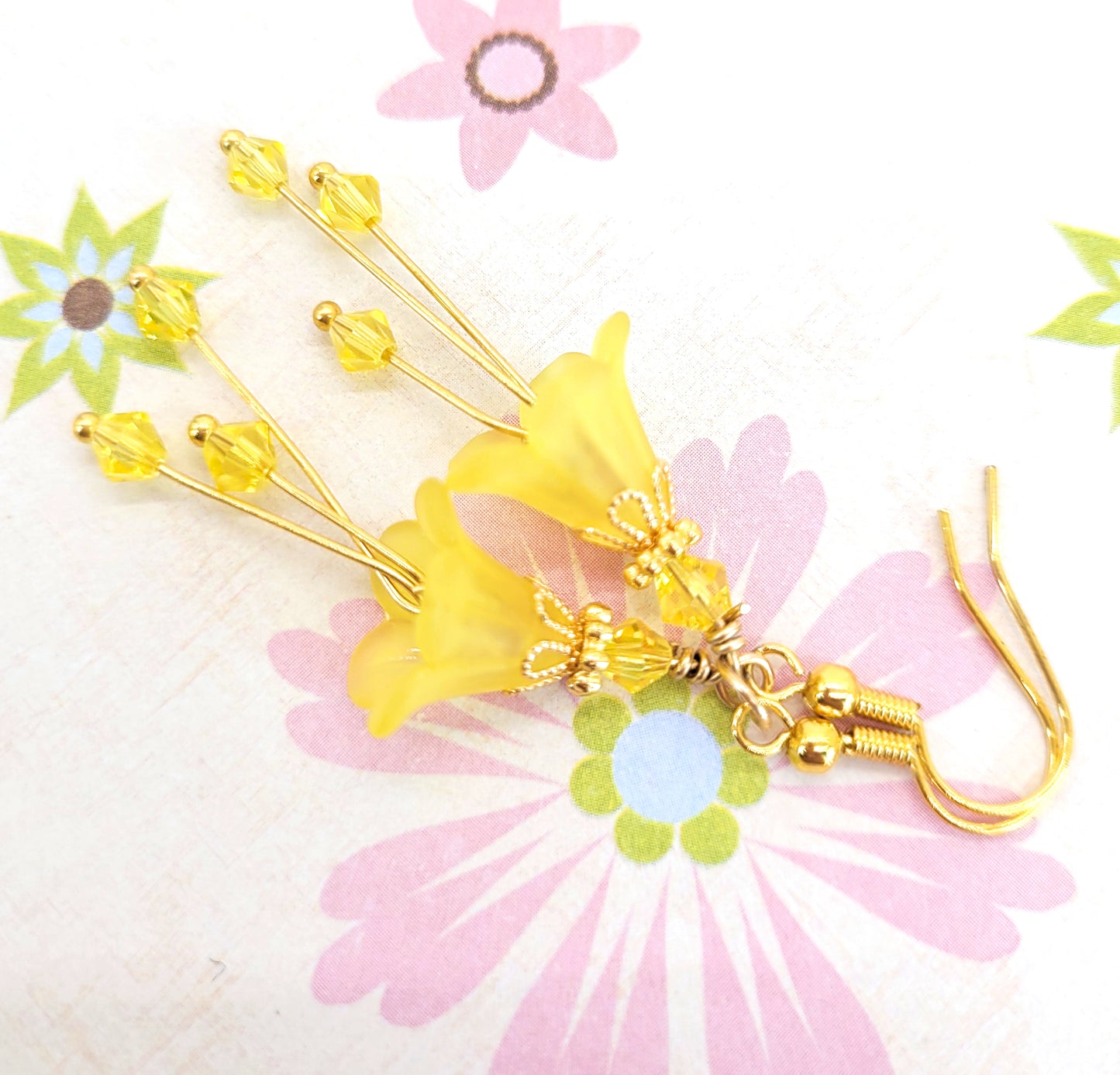 Yellow Bell Flower Earrings - Chic Brico