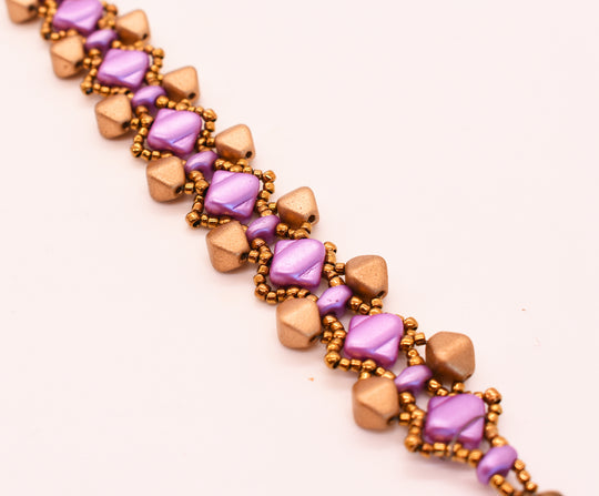Aztec Gold and Lilac Pyramid Link Bracelet - Chic Brico