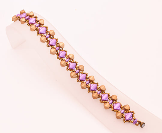 Aztec Gold and Lilac Pyramid Link Bracelet - Chic Brico