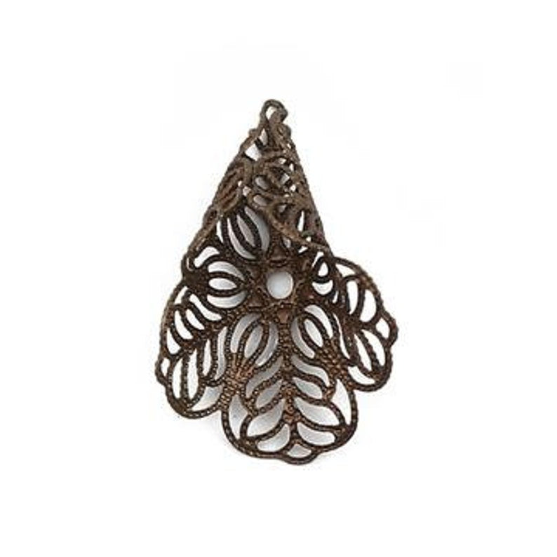 Fluted Flower Iron Filigree Wide Cone Bead Caps - Qty 10 or 20 - Chic Brico