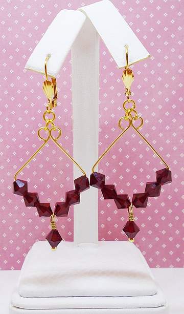 Siam Red Diamond-Shaped Dangle Earrings - Chic Brico
