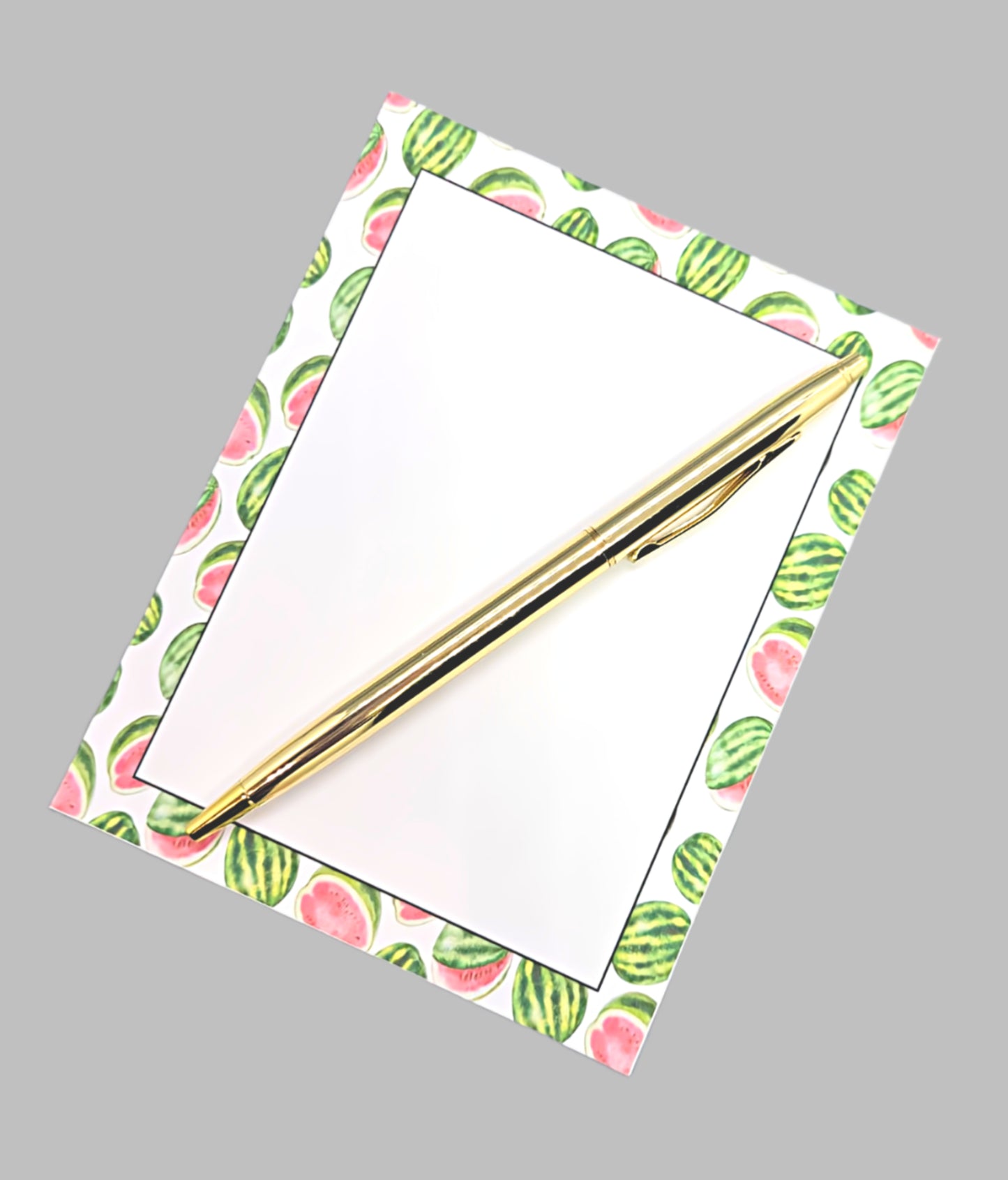 42-Pc Stationery Gift Box Set w/Reusable Desktop Organizer Box and Gold Pen - Fresh Red Watermelon - Chic Brico