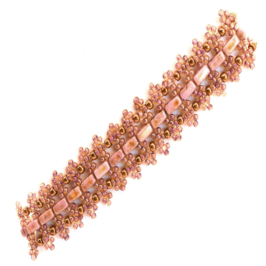 Vintage Pink Marble Half Tila Bracelet - Chic Brico