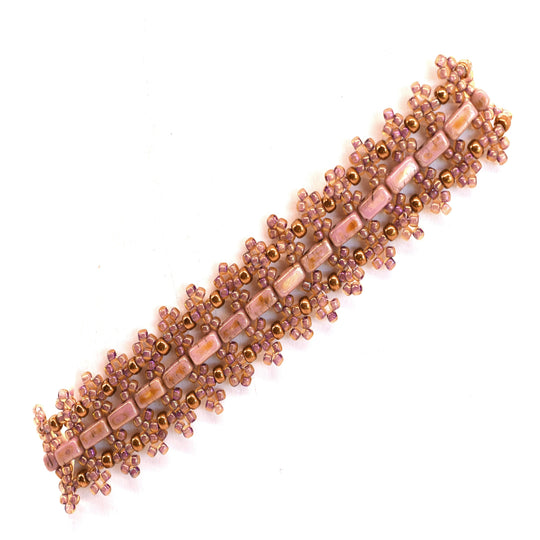Vintage Pink Marble Half Tila Bracelet - Chic Brico