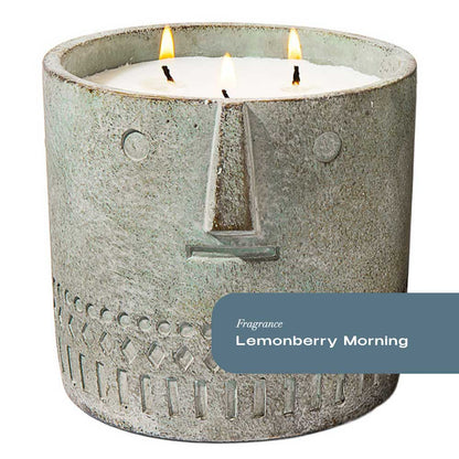 Lemonberry Morning Stone Face Candle 27oz - Chic Brico