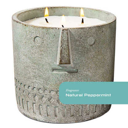 Natural Peppermint Stone Face Candle 27oz - Chic Brico