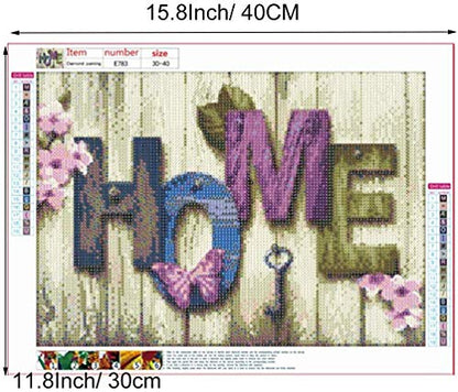 "Home" Theme Diamond Painting Kit, Rustic Wood with Vivid Colors, 5D Full Drill Round - Chic Brico
