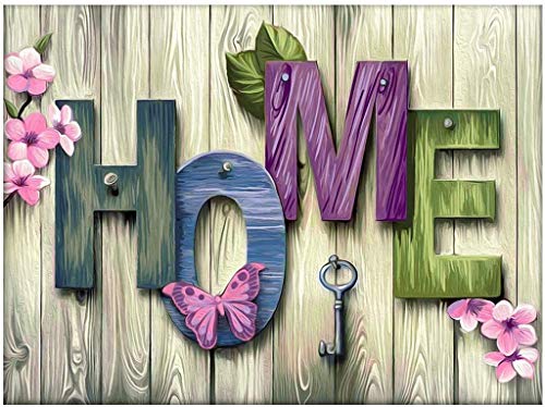 "Home" Theme Diamond Painting Kit, Rustic Wood with Vivid Colors, 5D Full Drill Round - Chic Brico