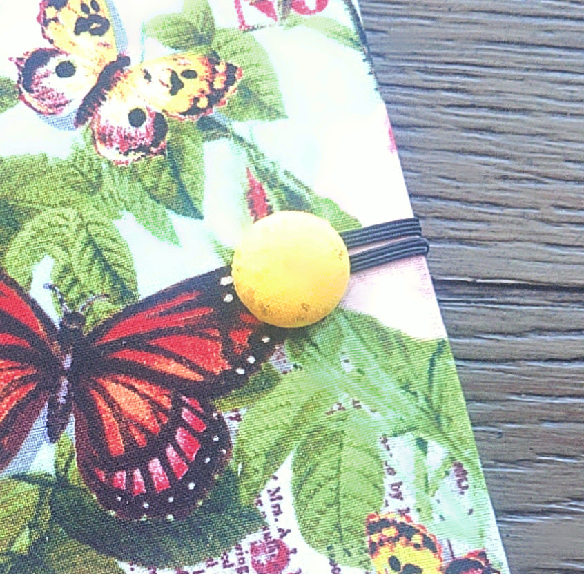 Fabric Covered Hardcover Notebook Composition Book Cover - Butterflies and Flowers - Chic Brico