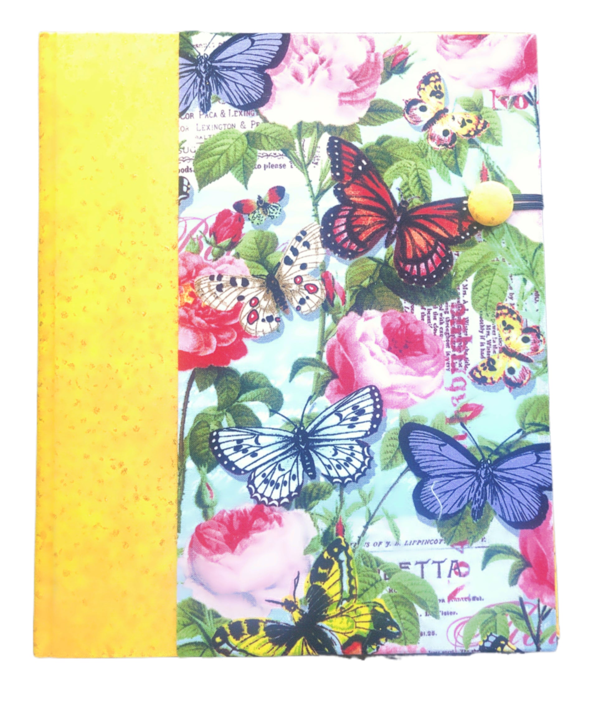 Fabric Covered Hardcover Notebook Composition Book Cover - Butterflies and Flowers - Chic Brico