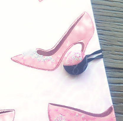 Fabric Covered Hardcover Notebook Composition Book Cover - Pink & Black Stilettos - Chic Brico