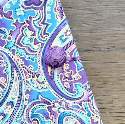 Fabric Covered Hardcover Notebook Composition Book Cover - Purple, Blue and Gold Paisley - Chic Brico