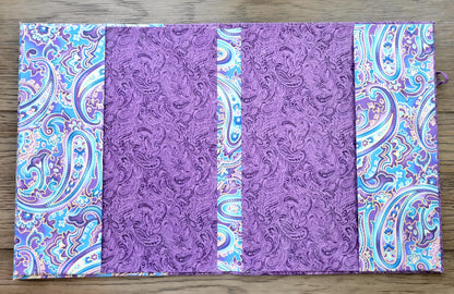 Fabric Covered Hardcover Notebook Composition Book Cover - Purple, Blue and Gold Paisley - Chic Brico