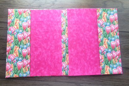 Fabric Covered Hardcover Notebook Composition Book Cover - Rainbow Tulip FIeld - Chic Brico
