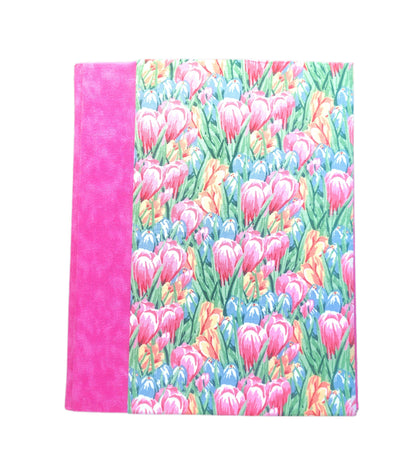 Fabric Covered Hardcover Notebook Composition Book Cover - Rainbow Tulip FIeld - Chic Brico