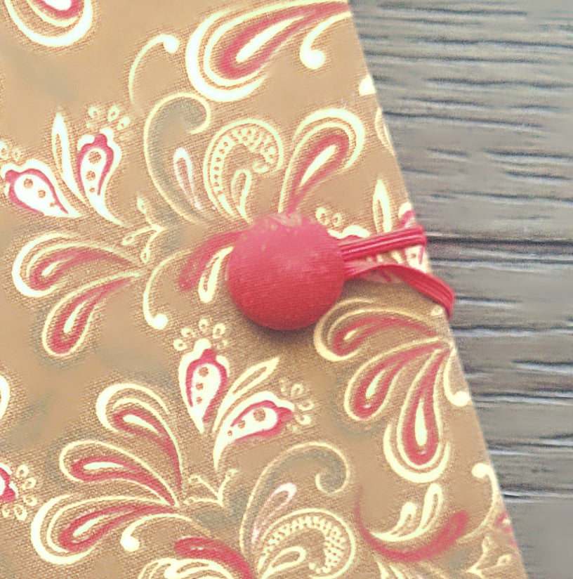 Fabric Covered Hardcover Notebook Composition Book Cover - Red & Brown Paisley - Chic Brico