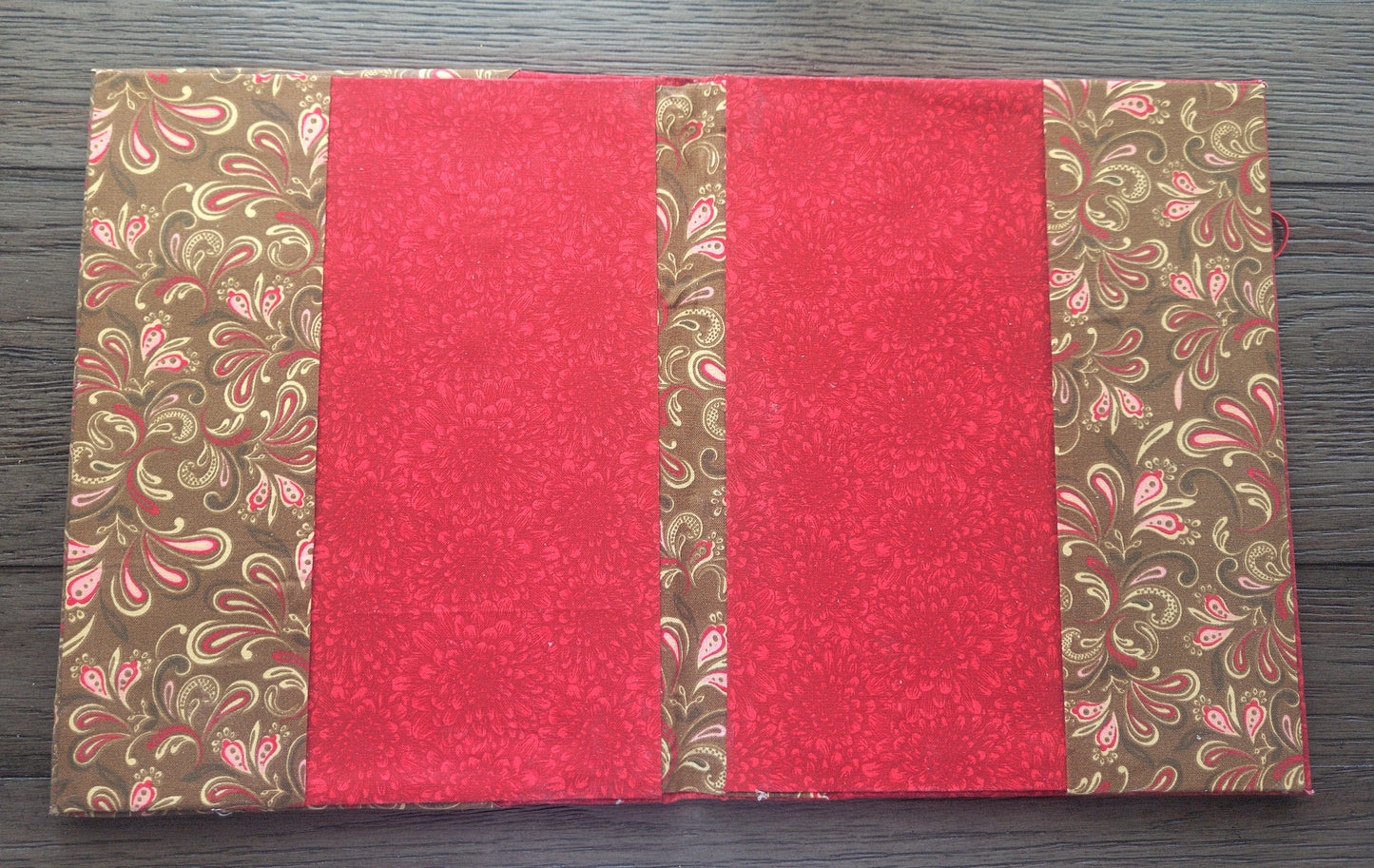 Fabric Covered Hardcover Notebook Composition Book Cover - Red & Brown Paisley - Chic Brico