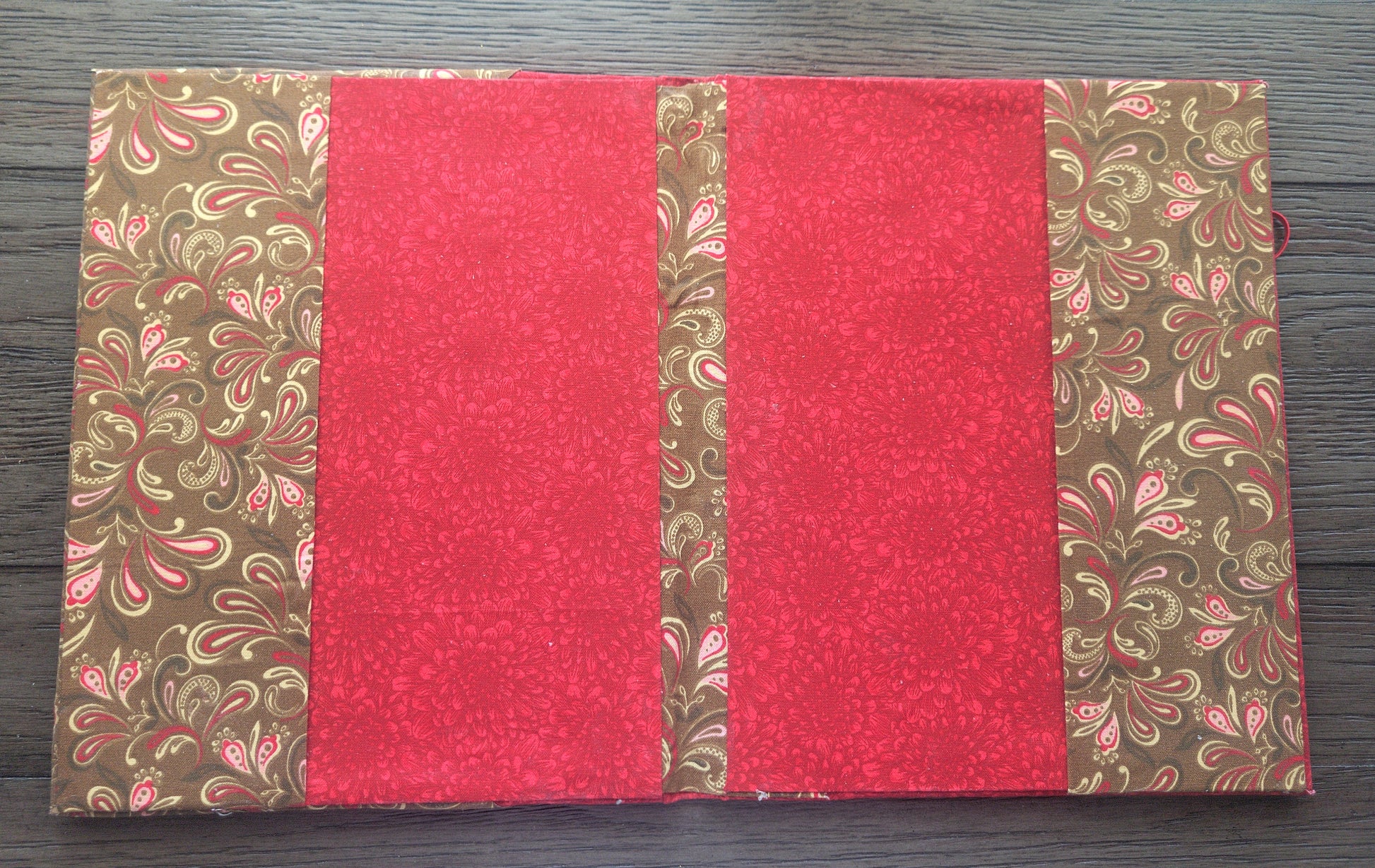 Fabric Covered Hardcover Notebook Composition Book Cover - Red & Brown Paisley - Chic Brico